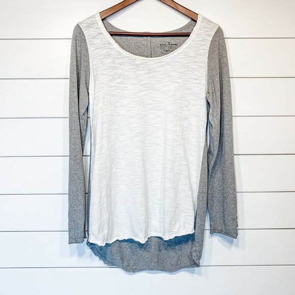 NEON BUDDHA Small Top White Gray Back Buttons HiLo - Picture 1 of 11